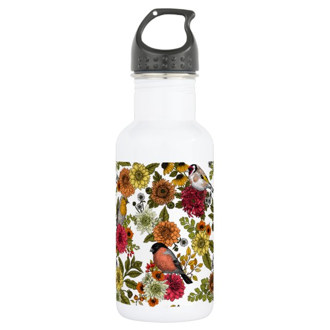 Garrafa Garden birds and flowers 1 (Frente)