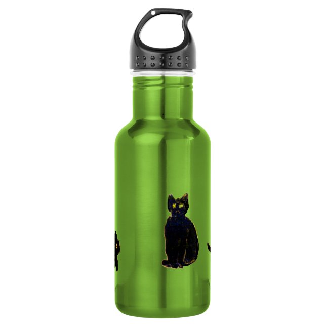 Garrafa Gatinho Engraçado de Gatos Pretos (Frente)