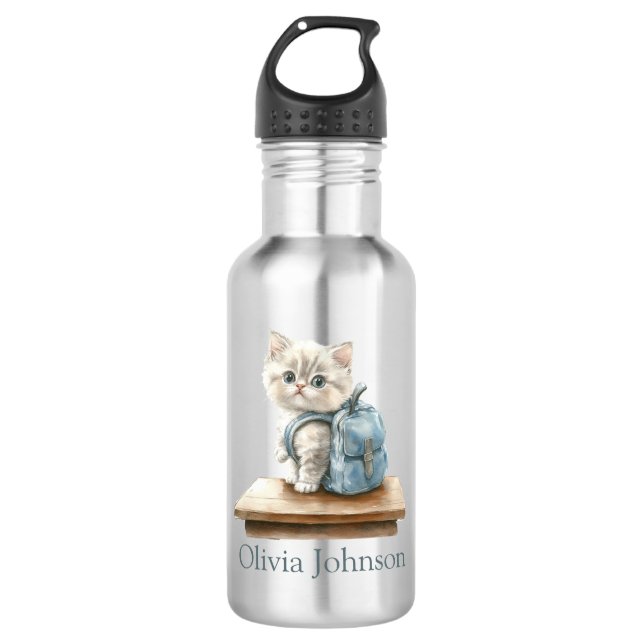 Garrafa Gatinho Fofo com Mochila Personalizado (Frente)