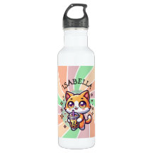 Gatinho Kawaii Bonito com Chá de Bolha Personaliza