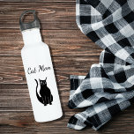 Garrafa Gato Bonito Mãe Vencendo Cartoon Gatinho Negro<br><div class="desc">Garrafa de água de desenho de gato preto com um desenho desenhado à mão de gatinho piscando e design de tipografia de script. Com as letras negras,  você pode adicionar seu próprio texto. Um acessório bonito para ficar hidratado.</div>