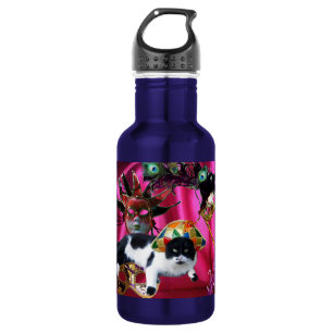 GARRAFA GATO COM HARLEQUIN HAT E MÁSCARAS DE MASCARADA