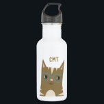 Garrafa Gato de gato malhado bonito com monograma dos<br><div class="desc">Esta é uma ilustração do vetor de um gato de gato malhado com vidros moldados verde. Tem um sorriso em sua cara.</div>