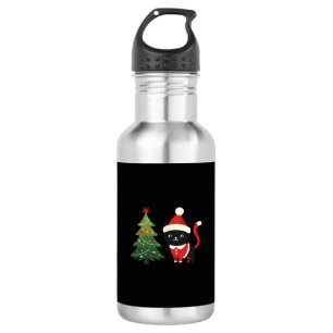 Garrafa Gato de Natal Papai Noel Árvore Vetor