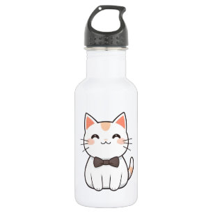 Garrafa Gato Fofo com Gravata Borboleta Design Kawaii