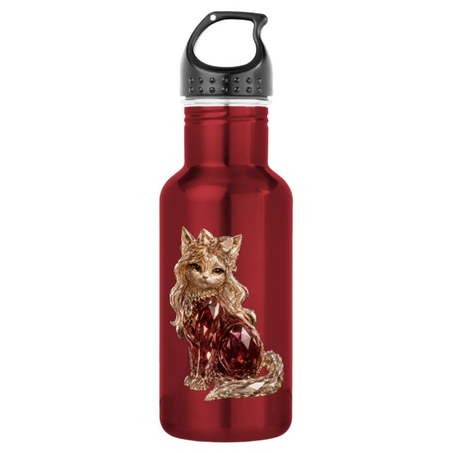 Garrafa Gato Fofo de Cristal Espelhado Luxo  (Frente)