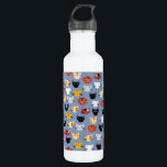 Garrafa Gato Gatinho Engraçado Engraçado Roda Padrões Azul<br><div class="desc">Pequenos gatinhos adoráveis para amantes de os animais,  Mães de gatos e Pais,  veterinários e pessoas de gatos em todos os lugares.</div>