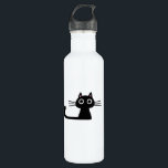 Garrafa Gato Gato Gato Grito Preto - Felino Funky<br><div class="desc">Mantenha-se hidratado e reduza os resíduos plásticos com esta garrafa de água reutilizável de gatinho preto giro. Um gatinho preto esquisito com olhos grandes e bigode compridos. Esta garrafa de água fedorenta faz um presente perfeito para amantes de gatos. Visite o Doodle World de Jenn para mais designs de animais...</div>