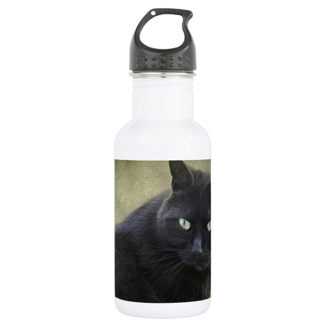Garrafa Gato macho negro com olhos verdes (Frente)