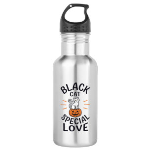 Garrafa Gato Preto Amor Especial Design de Vetor de Gato d