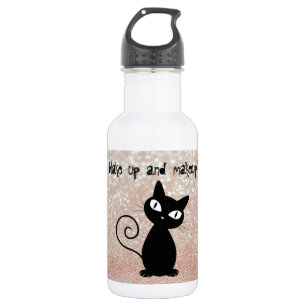 Garrafa Gato Preto Caprichoso Glittery-Acorde e se maqueie