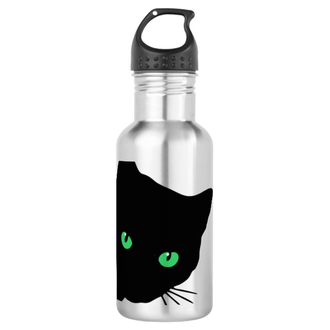 Garrafa gato preto com olhos verdes (Frente)