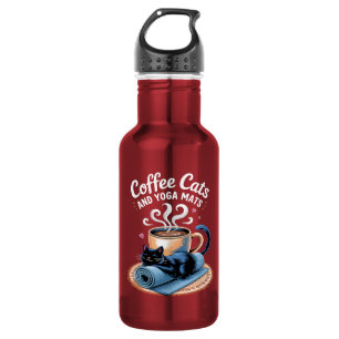 Garrafa Gatos Café e Tapetes de Yoga Gato de Yoga Engraçad