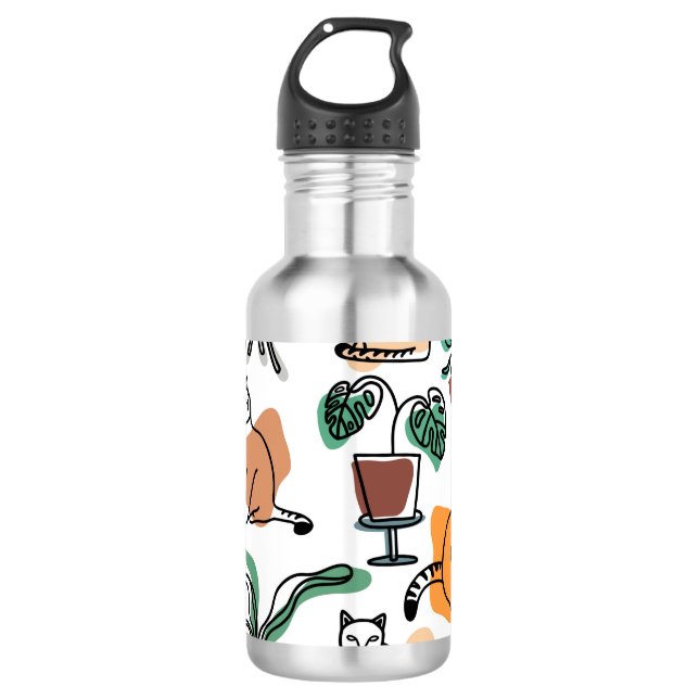 Garrafa Gatos e flores para desenho de linhagens (Frente)