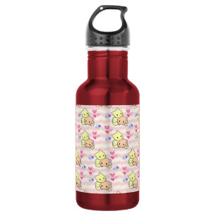 Garrafa Gatos Fofos Kawaii Rosa Pastel Aço Inoxidável Wa