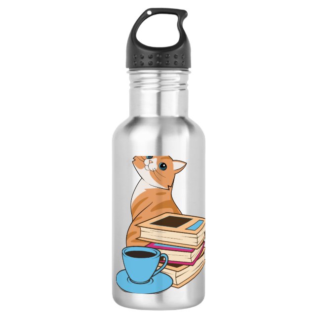 Garrafa Gatos, Livros e Café (Frente)