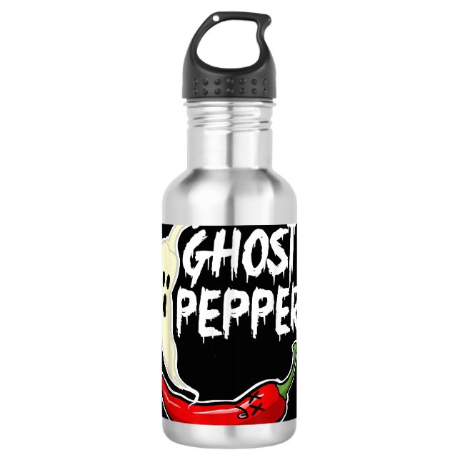 Garrafa Ghost Pepper Funny Spicy Hot Halloween Peppe (Frente)