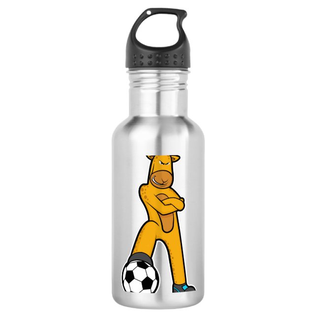 Garrafa Girafa no Esporte com bola de futebol (Frente)