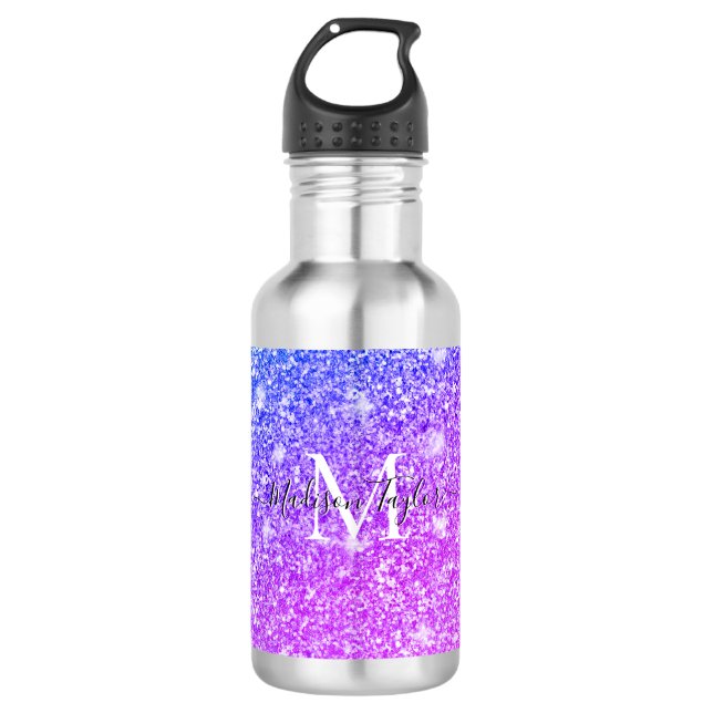 Garrafa Giry Purple e Pink Glitter Monographic Name (Frente)