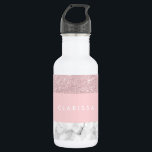 Garrafa Glitter ouro de rosa cinza elegante e mármore bran<br><div class="desc">Na moda e elegante brilho rosa de ouro geométrico,  mármore branco e bloco cor rosa.</div>