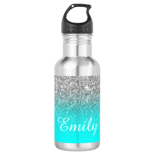 Garrafa Glitter prateado e Bright Aqua Ombre