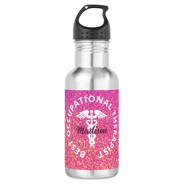 Garrafa Glitter rosa terapêutico profissional personalizad (Frente)