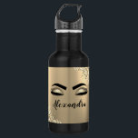 Garrafa Glitter Sparkle Eyelashes Dourado Nome do Monogram<br><div class="desc">Folha de Folha Dourada, Folha Metálica Espalhadora, Bruta, Monograma Metálico Nome e Eilashes Iniciais (Traços), Extensões Eilash e Garrafa de Água Olhos. Isto faz o doce e perfeito aniversário de 16 anos, casamento, chá de panela, aniversário, chá de fraldas ou presente de festa de solteira para alguém que decorou o...</div>