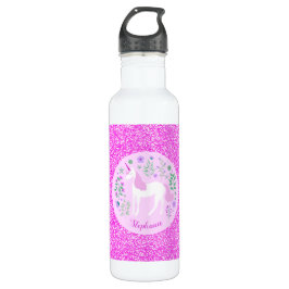 Garrafa Glitter Unicórnio Rosa Personalizado