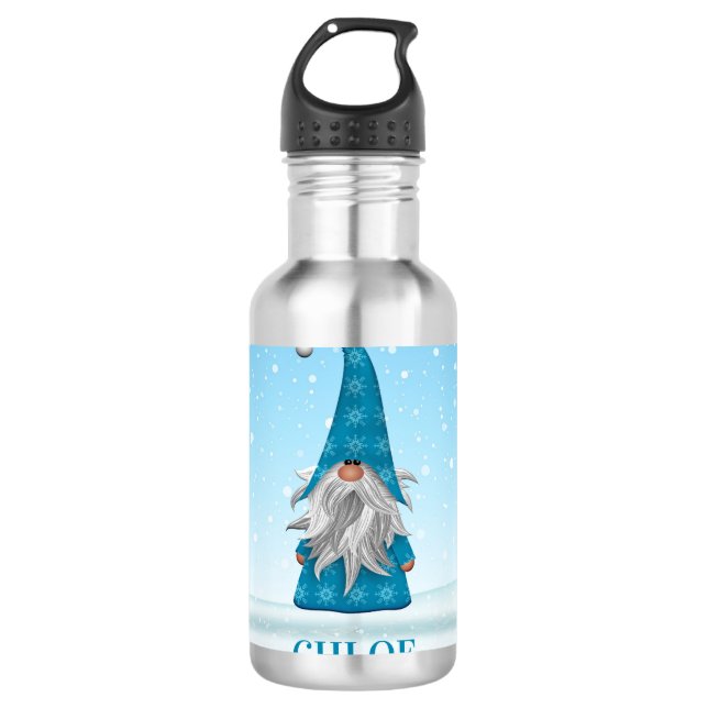 Garrafa Gnomo Azul na Neve (Frente)