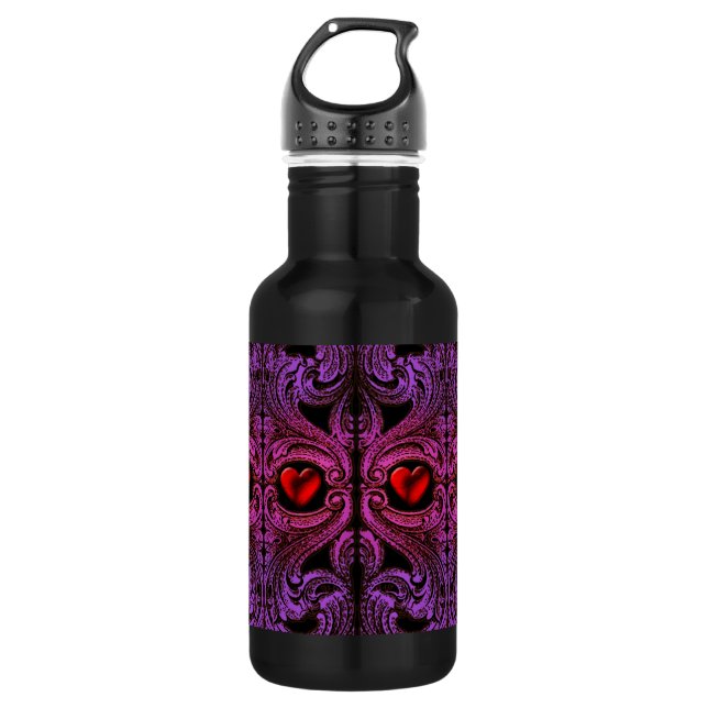 Garrafa Gótico Purple Ornament com Coração (Frente)