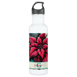 Garrafa Grafite Grungy Poinsettia Floral Personalizado