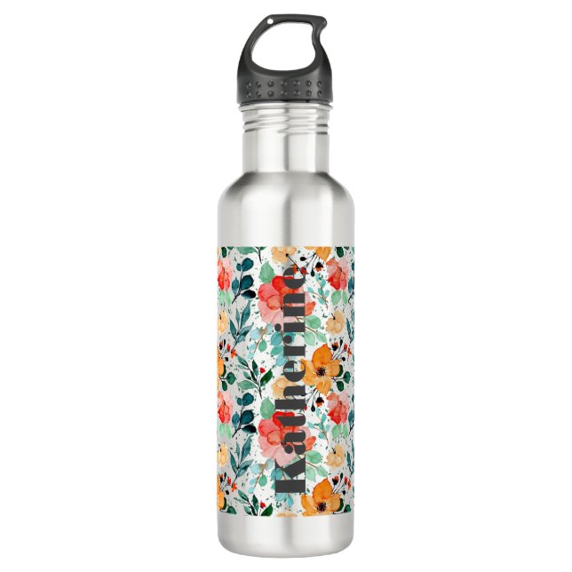 Garrafa Grande Bouteille d'eau Motif Floral Personnalisée (Frente)