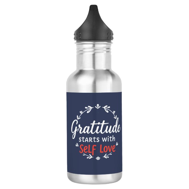 Garrafa Gratidão e amor próprio personalizáveis (Esquerda)