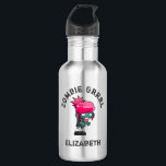 Garrafa Grrrl Zombie do Pedacinho<br><div class="desc">Uma garrafa d'água com uma ilustração fofinha de zombie com cabelo rosa quente e pele verde-morta. Vestir o punk rock temido. Seus braços se estenderam em busca de cérebros. O texto curvo diz: Zombie Grrl com um nome personalizado por baixo.</div>