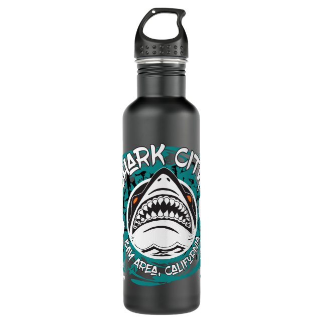 Garrafa Grunge Waterbottle da cerceta da cidade do tubarão (Frente)