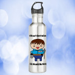 Garrafa Guardião de custódia Engraçado Vida Engraçado<br><div class="desc">Mostre ao duro que trabalha como zelador masculino em sua vida o quanto você os aprecia! Esta garrafa de água apresenta um guardião macho com um esfregão e balde junto com o texto,  "Sem Custodiantes,  a Vida Seria Mensal".</div>