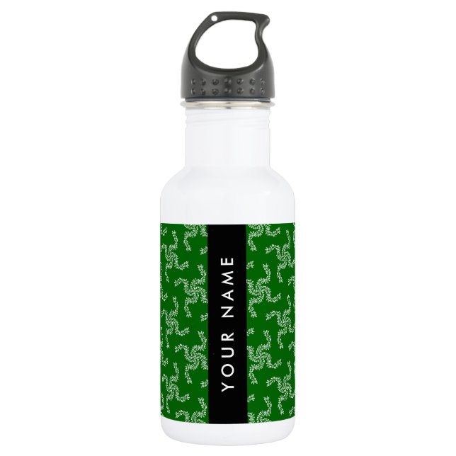 Garrafa Guirlanda de Natal, Verde, Seu nome, Personalizar (Frente)