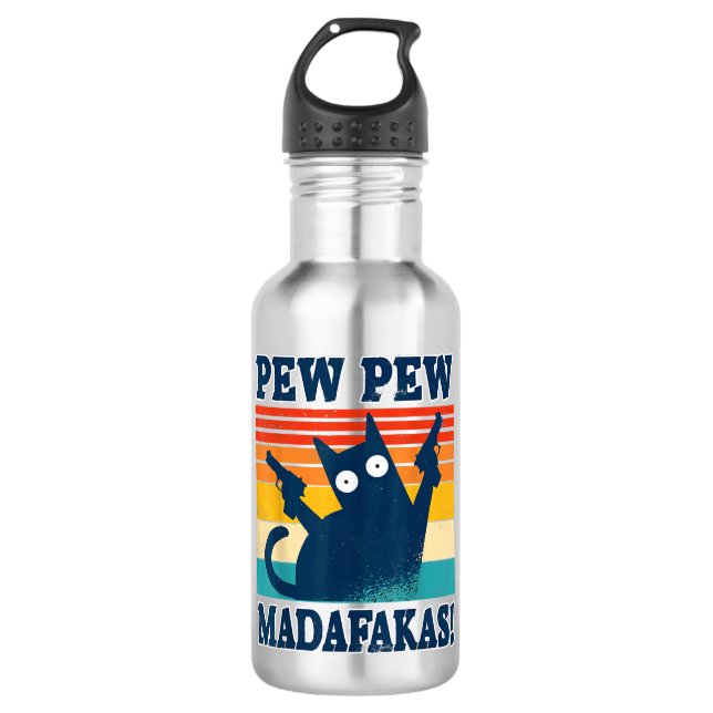 Garrafa Gun Gata Louca De Gato Gato Pew Pew Madafakas (Frente)