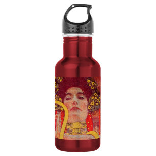 Garrafa Gustav Klimt Red Woman Dourada pintura Cobra