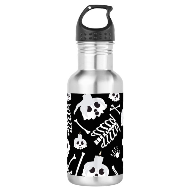 Garrafa Halloween Skeleton Skull Bones (Frente)
