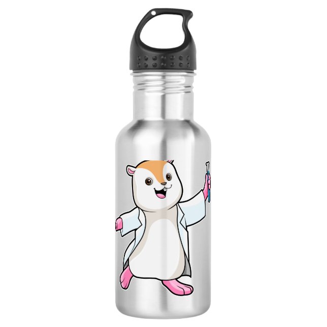 Garrafa Hamster como Cientista com tubo de ensaio (Frente)