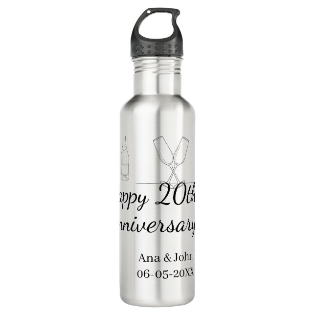 Garrafa Happy 20th anniversary champagne bottle glass name (Frente)