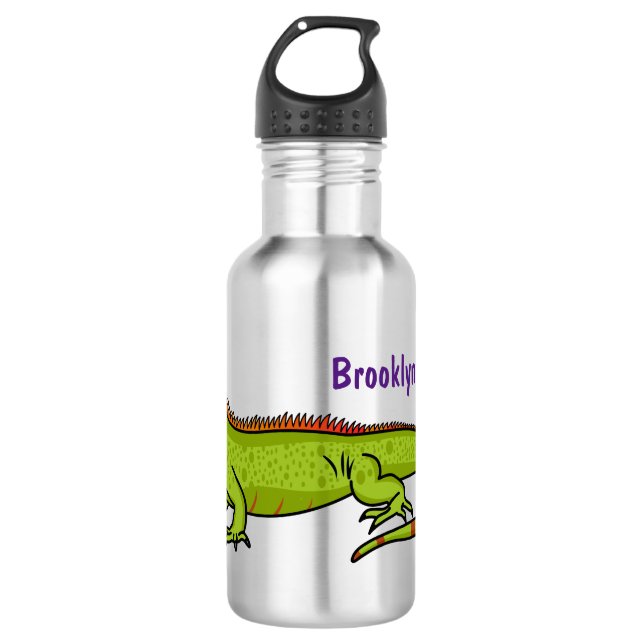 Garrafa Happy green iguana cartoon illustration (Frente)