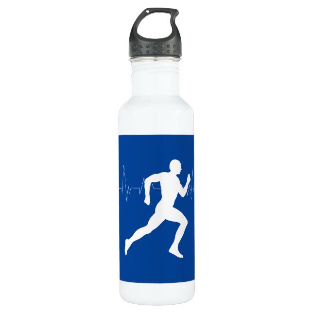 Garrafa Homem Runners Silhouette em Fundo Azul (Frente)