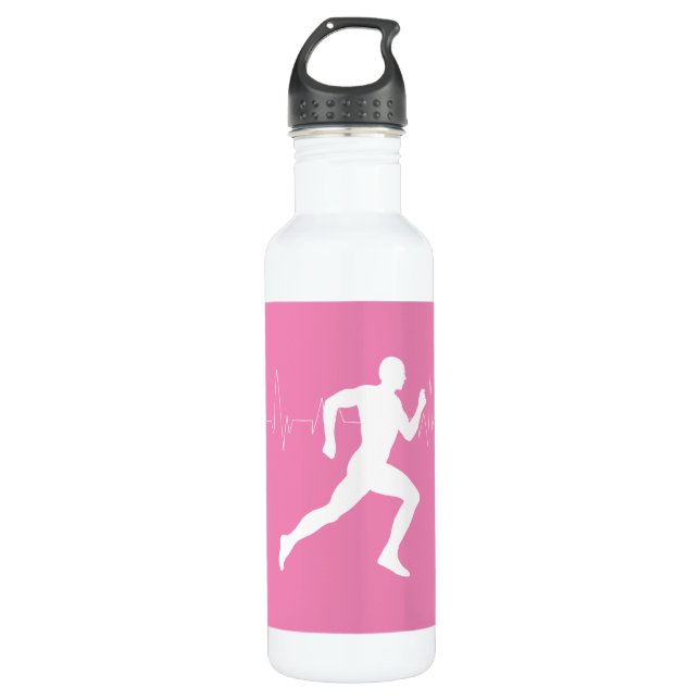 Garrafa Homem Runners Silhouette em Fundo Rosa (Frente)