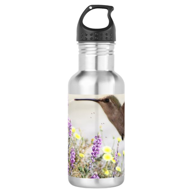 Garrafa Hummingbird e flores silvestres Arte digital (Frente)