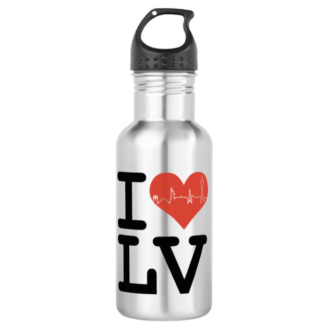 GARRAFA I LOVE LV HEARTBEAT SKYLINE (Frente)