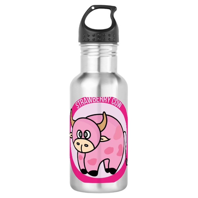 Garrafa Ideias de Design Fofo de Fantasia de Vaca Morango  (Frente)
