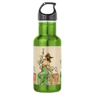 Garrafa Ilustração Art Nouveau Vintage de Senhora com Cham