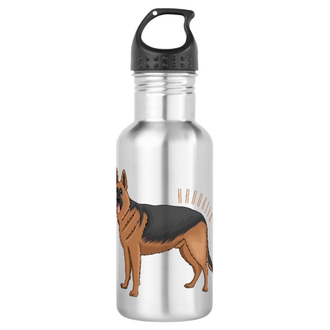 Garrafa ilustração de desenho animado de cão german shephe (Frente)